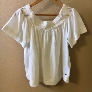 Roxy Sweet Cream Boho Peasant Knit Blouse NWOT